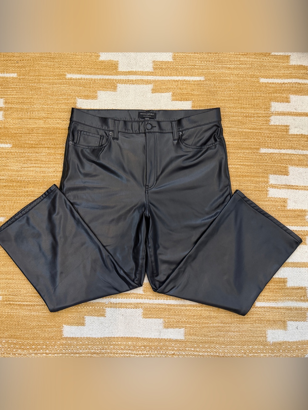 Faux Leather Pants Banana Republic Black Cropped Bootcut Sz 16 Wide-Leg